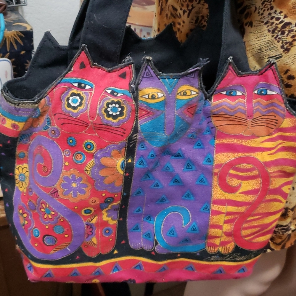 Laurel Burch Three Cat Small Tote Bag